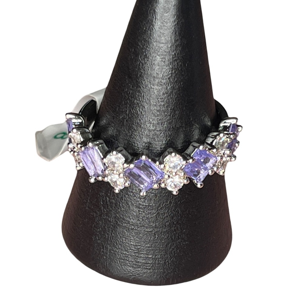 Elegant Ring featuring CZ and Purple Stones